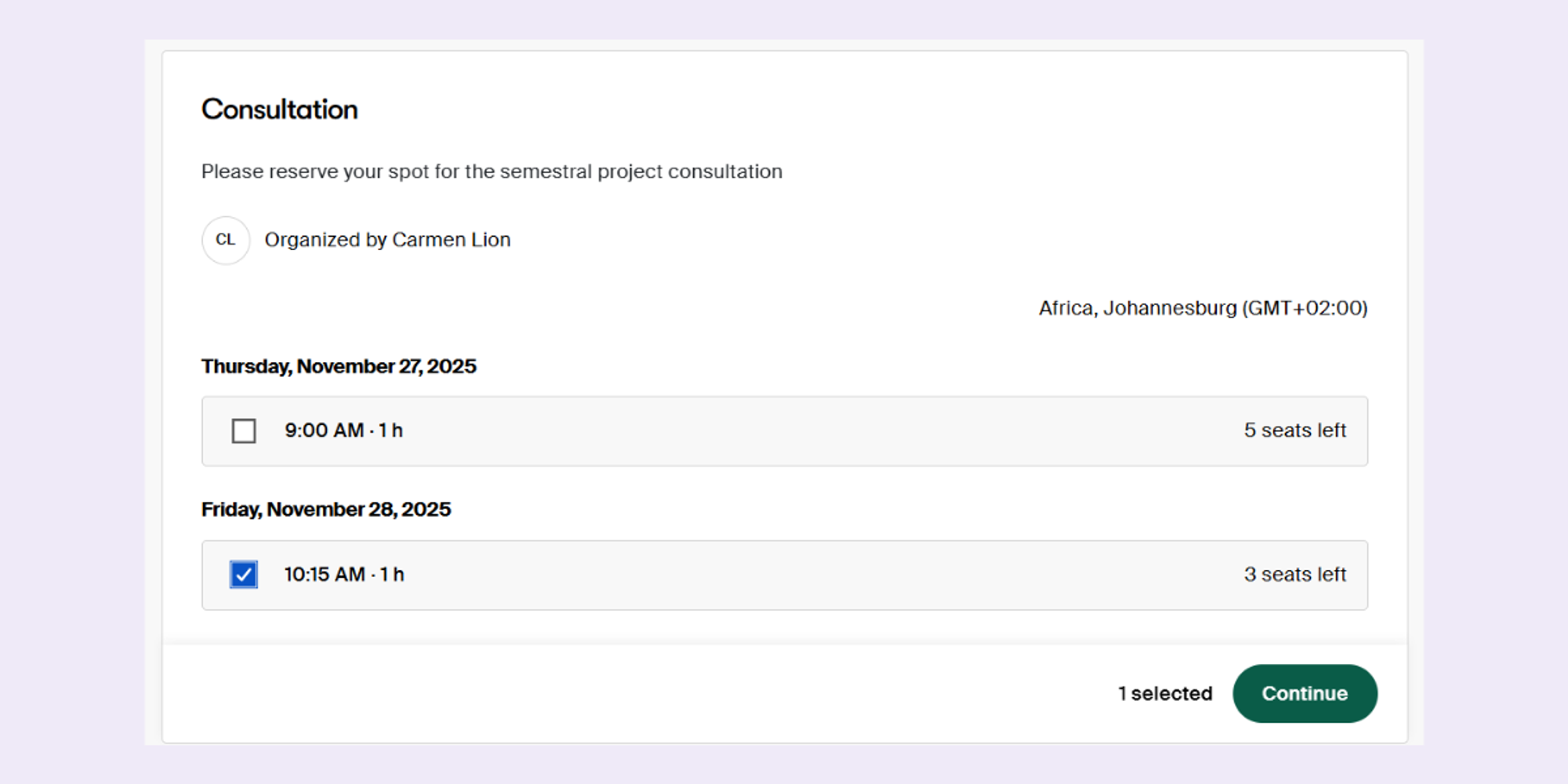 doodle booking screenshot